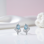 Exquisite Blue Spinel Tulip Stud Earrings-Black Diamonds New York