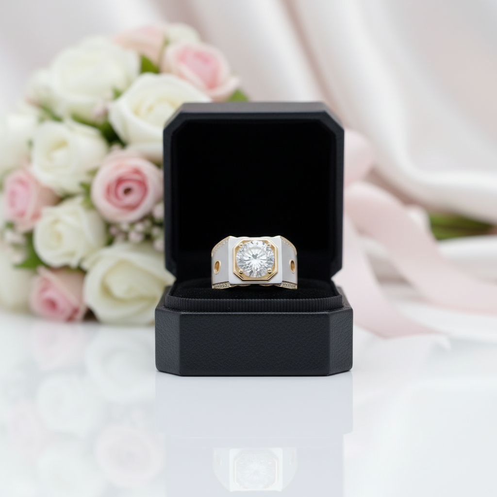 Exquisite Classic Diamond Option Men's Wedding Ring-Black Diamonds New York