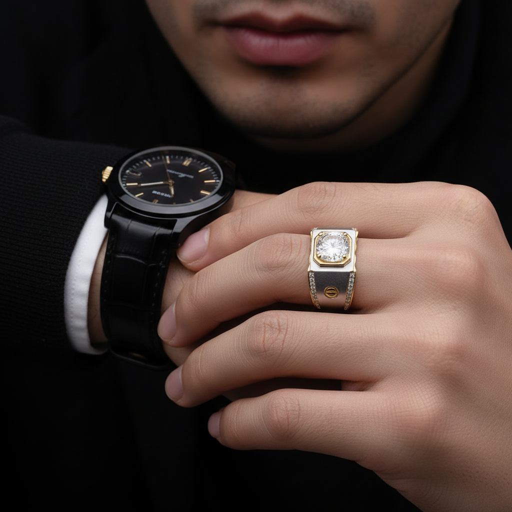 Exquisite Classic Diamond Option Men's Wedding Ring-Black Diamonds New York