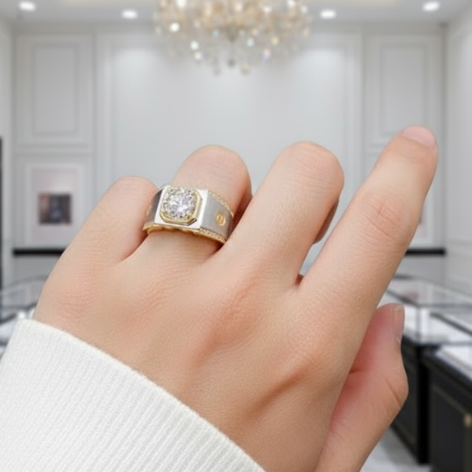 Exquisite Classic Diamond Option Men's Wedding Ring-Black Diamonds New York