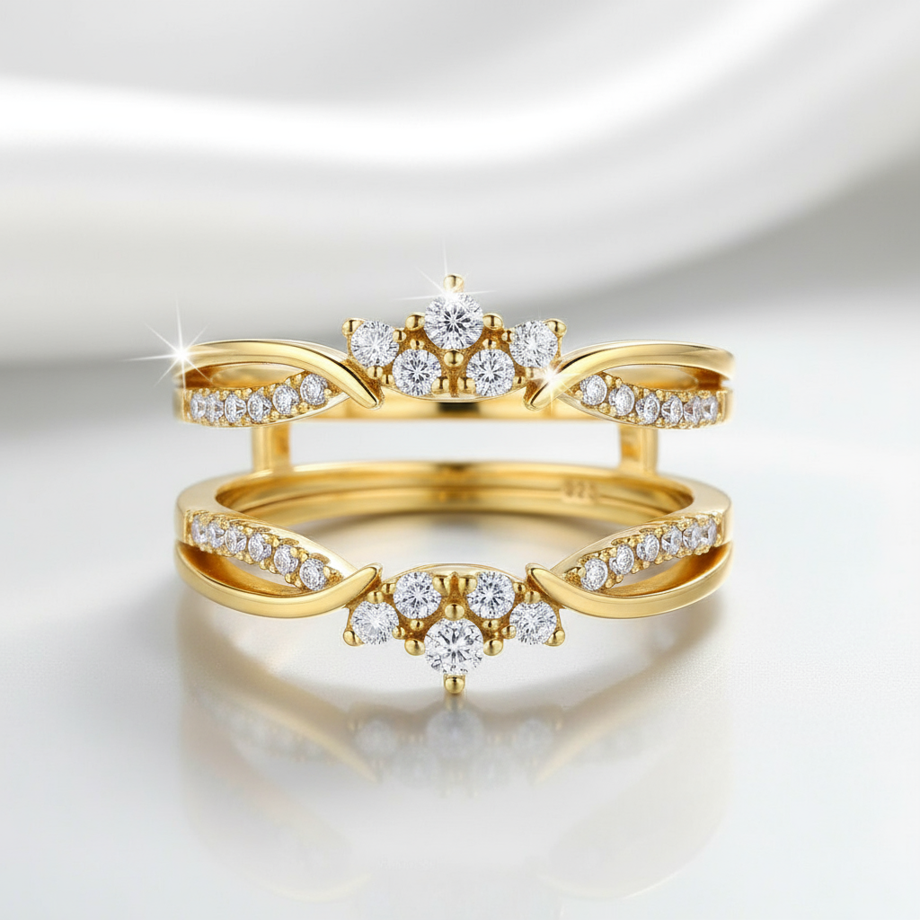 Exquisite Diamond Crown Enhancer Women's Wedding Band-Black Diamonds New York