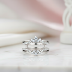 Exquisite Diamond Option Crown Enhancer Women's Wedding Band