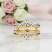 Exquisite Diamond Crown Enhancer Women's Wedding Band-Black Diamonds New York