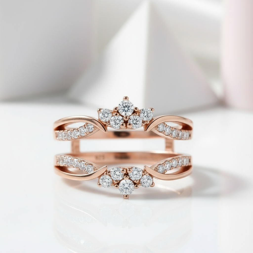 Exquisite Diamond Crown Enhancer Women's Wedding Band-Black Diamonds New York