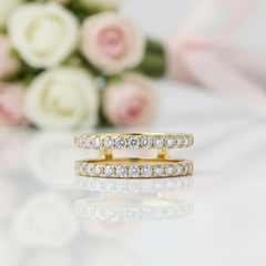 Exquisite Double Layer Round Cut Diamond Option Wedding Band Enhancer