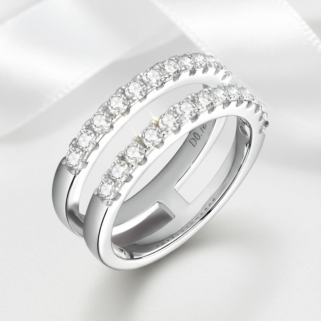 Double Layer Round Cut Diamond Wedding Band Enhancer-Black Diamonds New York