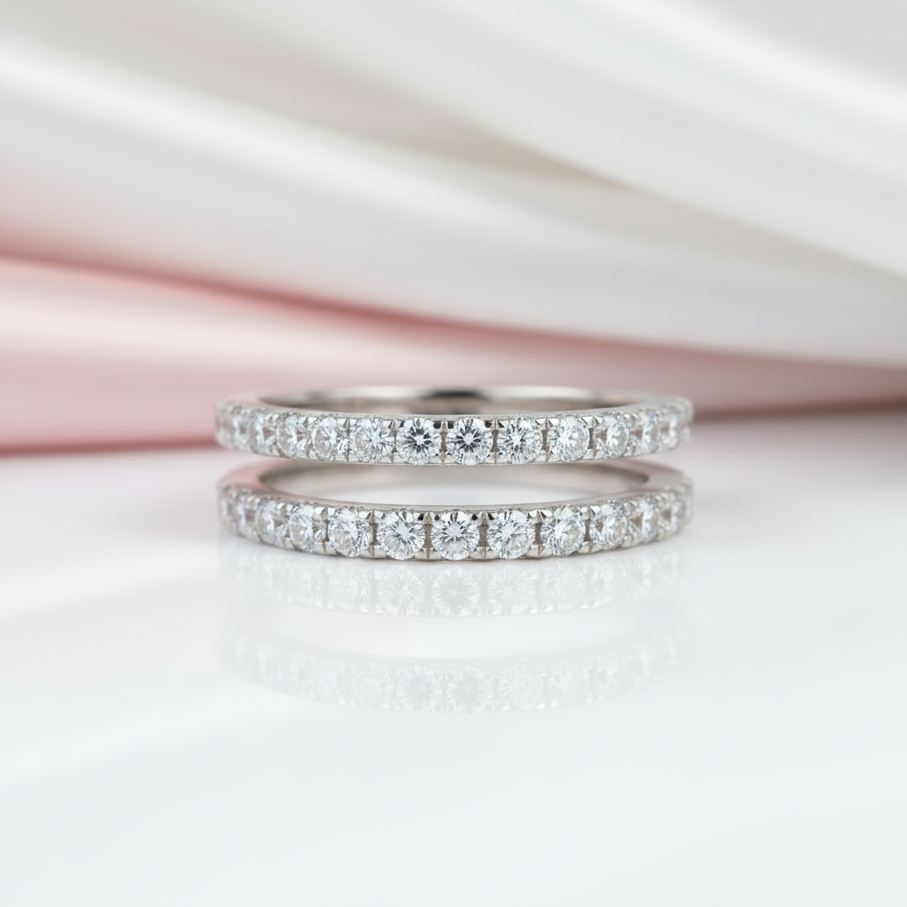 Exquisite Double Layer Round Cut Diamond Wedding Band Enhancer-Black Diamonds New York