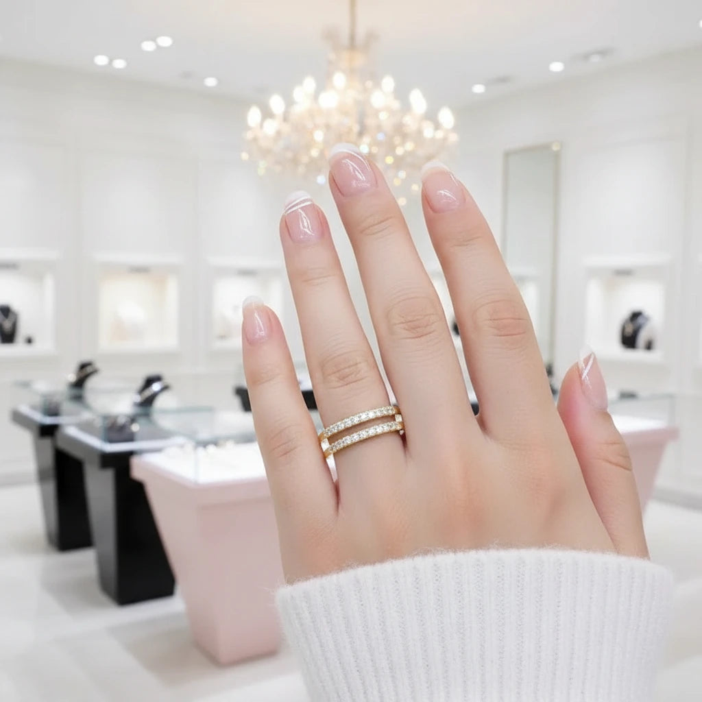 Double Layer Round Cut Diamond Wedding Band Enhancer-Black Diamonds New York