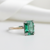 Exquisite Emerald Green Cushion Cut Engagement Ring-Black Diamonds New York