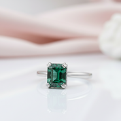Exquisite Emerald Green Cushion Cut Engagement Ring-Black Diamonds New York