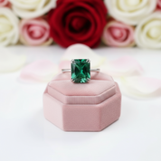 Exquisite Emerald Green Cushion Cut Engagement Ring-Black Diamonds New York