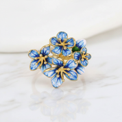 Exquisite Enamel Flower Ring-Black Diamonds New York
