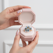 Exquisite Enamel Flower Ring-Black Diamonds New York