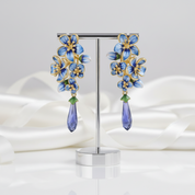 Exquisite Enamel Flowers Drop Earrings-Black Diamonds New York