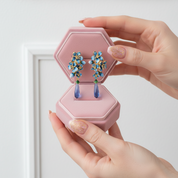 Exquisite Enamel Flowers Drop Earrings-Black Diamonds New York