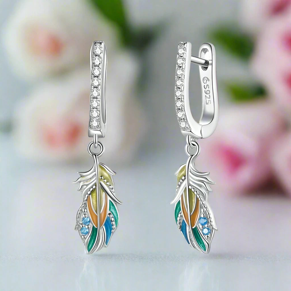 Exquisite Feather Buckle Earrings with Diamond-Black Diamonds New York