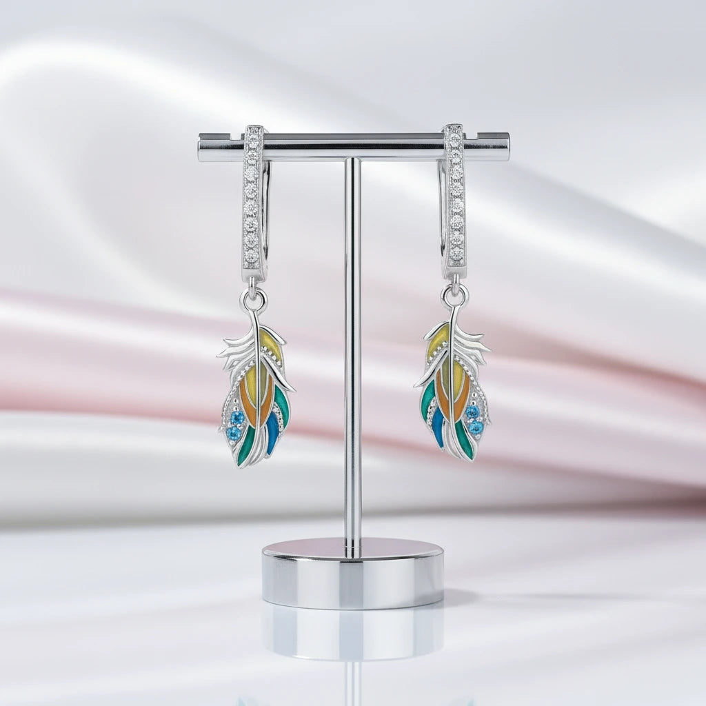 Exquisite Feather Buckle Earrings with Diamond Option-Black Diamonds New York