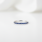 Exquisite Half Eternity Blue Sapphire Wedding Band-Black Diamonds New York