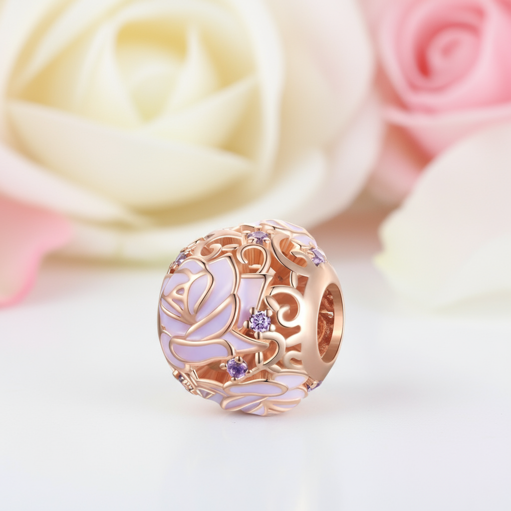 Exquisite Rose Gold Charm & Pendant with Diamond-Black Diamonds New York