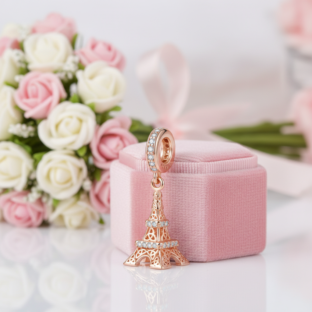 Exquisite Rose Gold Charm & Pendant with Diamond Option-Black Diamonds New York