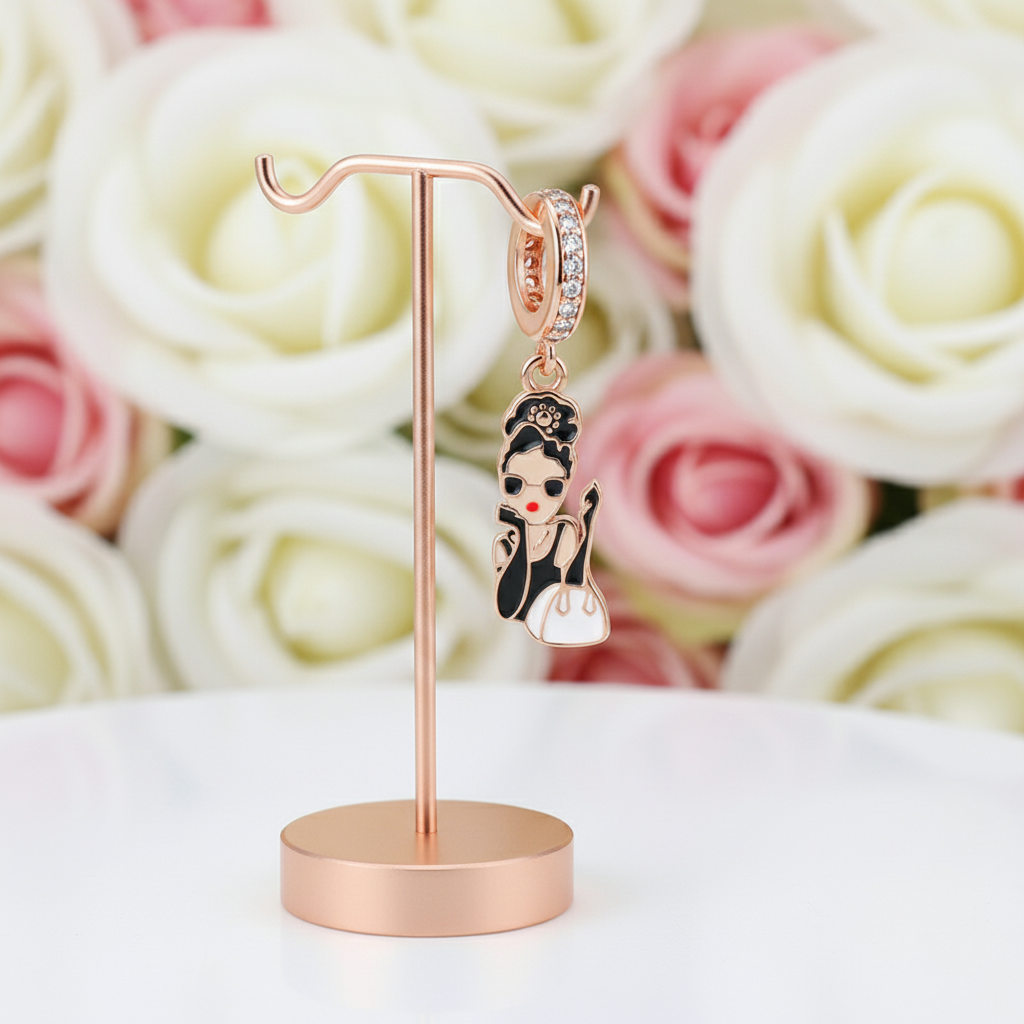 Exquisite Rose Gold Charm & Pendant with Diamond-Black Diamonds New York