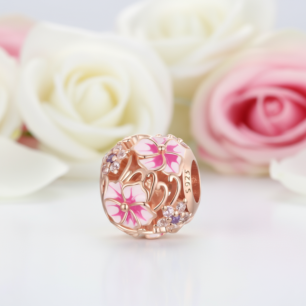 Exquisite Rose Gold Charm & Pendant with Diamond-Black Diamonds New York