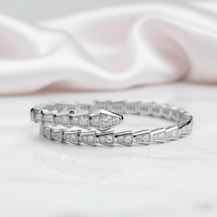 Exquisite Round Cut Diamond Option Snake Bangle