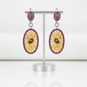 Exquisite Sunflower Long Earrings-Black Diamonds New York