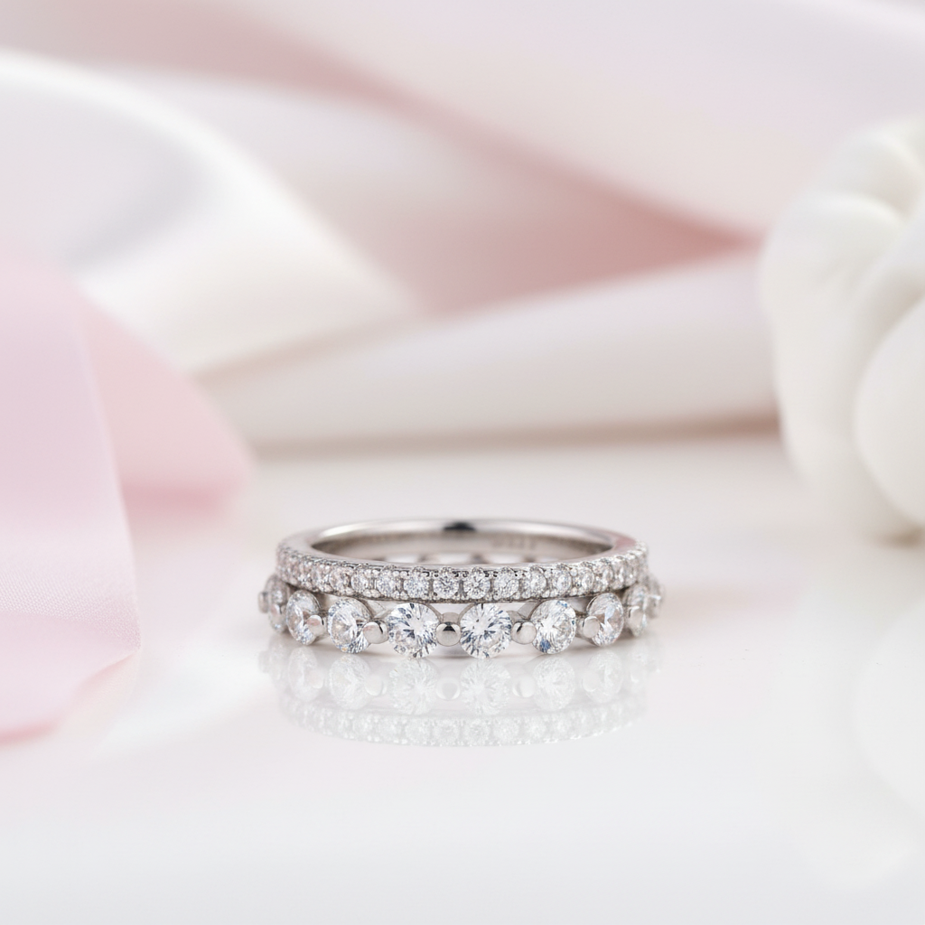 Exquisite Women's Stackable Wedding Band Set-Black Diamonds New York