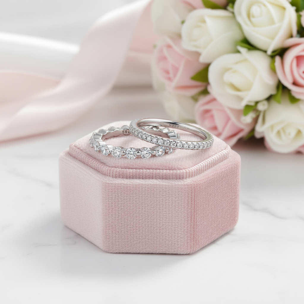 Exquisite Women's Stackable Wedding Band Set-Black Diamonds New York