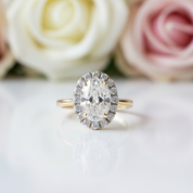 14k Yellow Gold Halo Oval Cut Engagement Ring-Black Diamonds New York