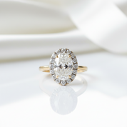 14k Yellow Gold Halo Oval Cut Engagement Ring-Black Diamonds New York
