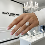 14k Yellow Gold Halo Oval Cut Engagement Ring-Black Diamonds New York