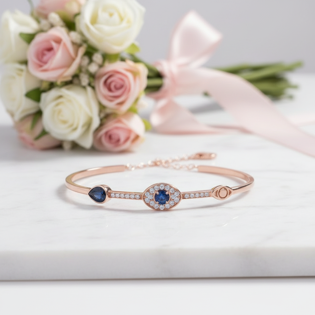 Eye Shape Diamond Bracelet In 925 Sterling Silver-Black Diamonds New York