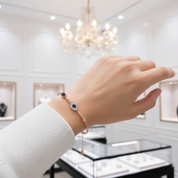 Eye Shape Diamond Bracelet In 925 Sterling Silver-Black Diamonds New York