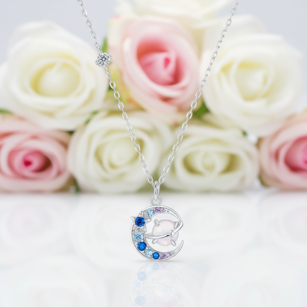 Fantasy Rainbow and Planet Diamond Necklace-Black Diamonds New York