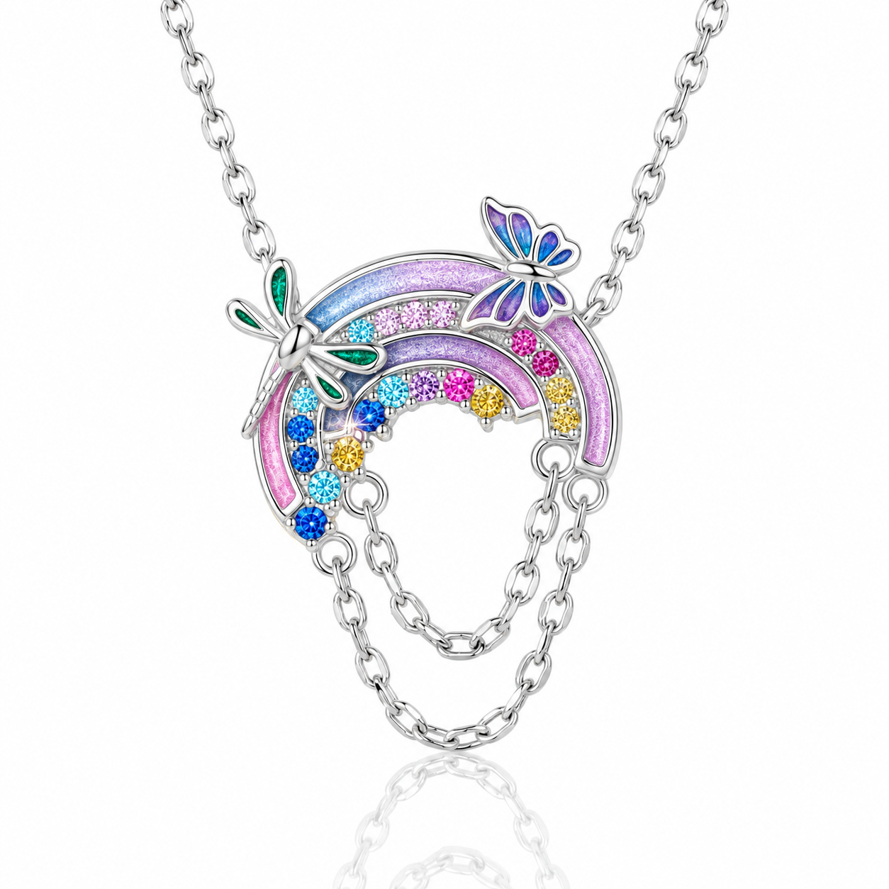 Fantasy Rainbow and Planet Diamond Option Necklace-Black Diamonds New York