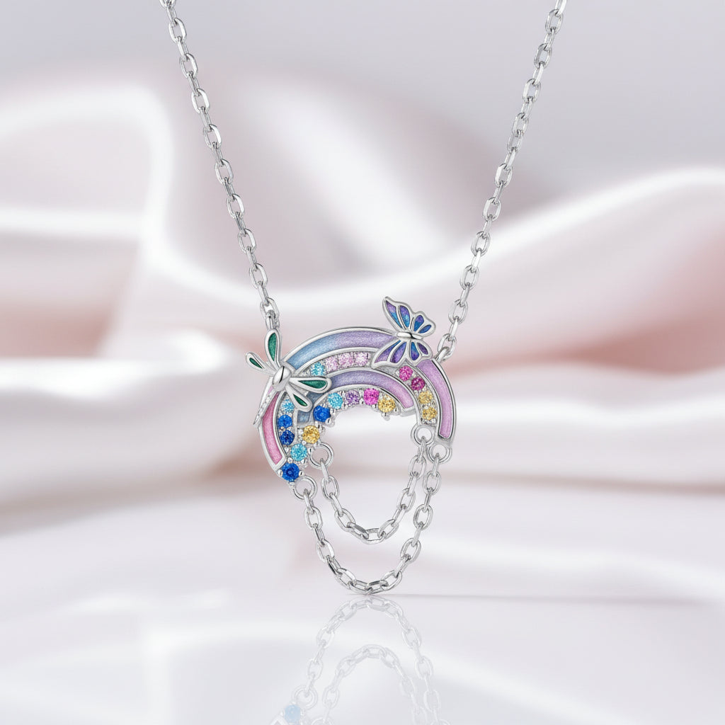 Fantasy Rainbow and Planet Diamond Option Necklace-Black Diamonds New York