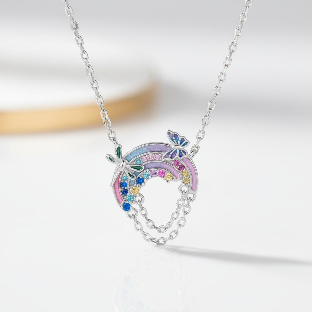 Fantasy Rainbow and Planet Diamond Option Necklace-Black Diamonds New York