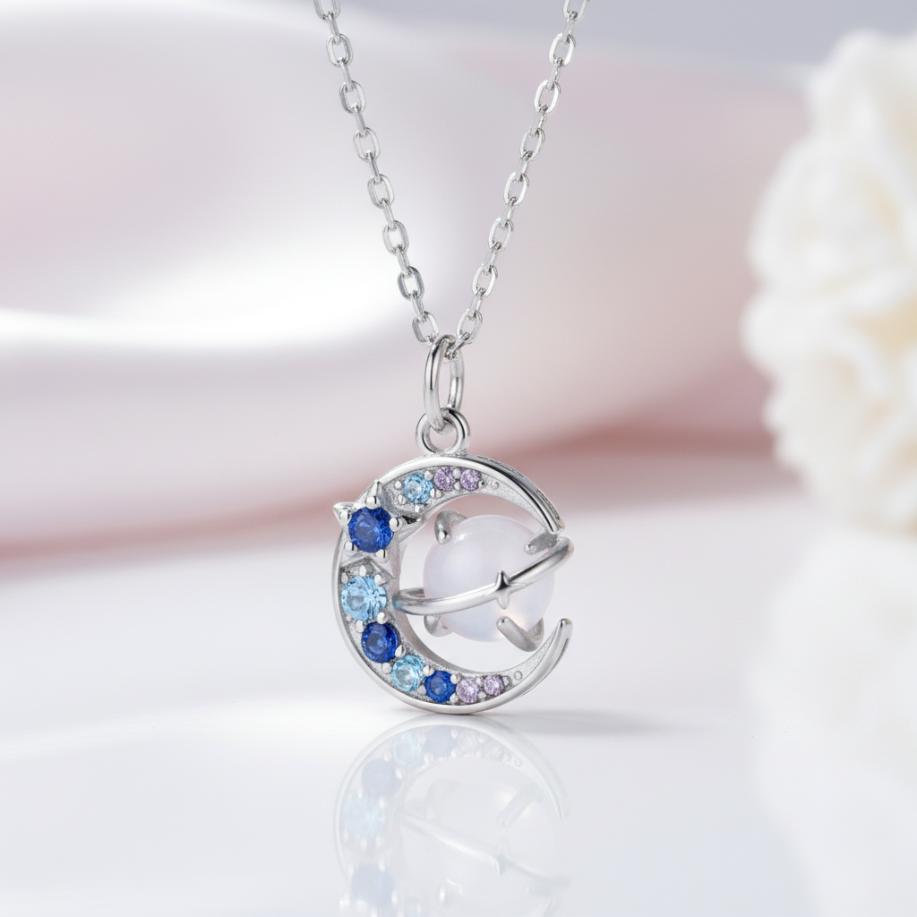 Fantasy Rainbow and Planet Diamond Option Necklace-Black Diamonds New York