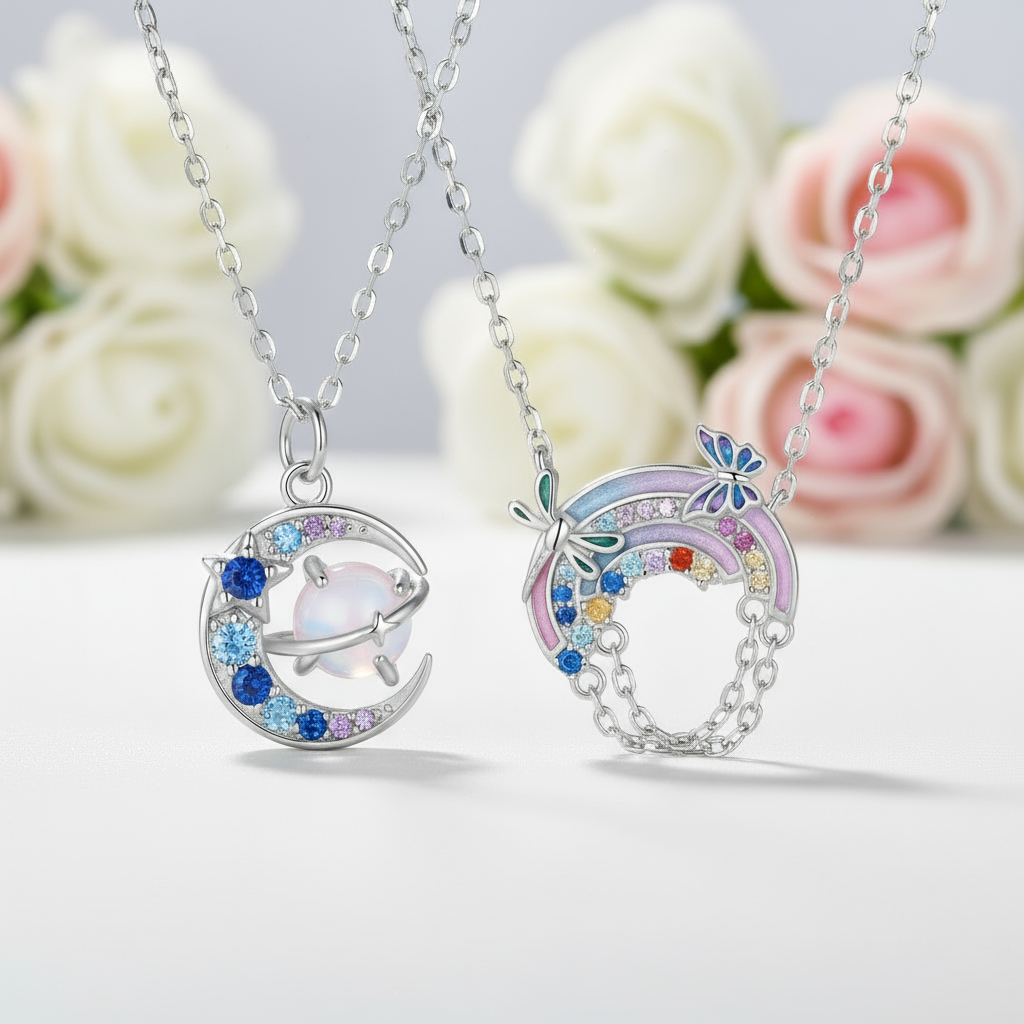 Fantasy Rainbow and Planet Diamond Necklace-Black Diamonds New York