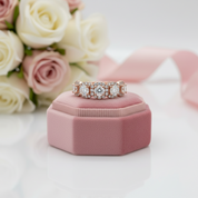 Fashion Rose Gold Halo Round Cut Wedding Band-Black Diamonds New York