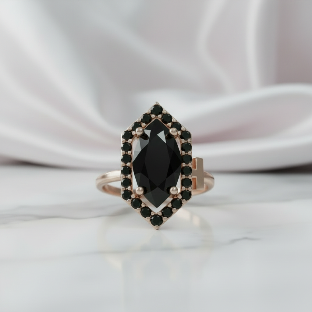 Fate- 1 Carat Black Diamond Victorian Gothic Ring-Black Diamonds New York