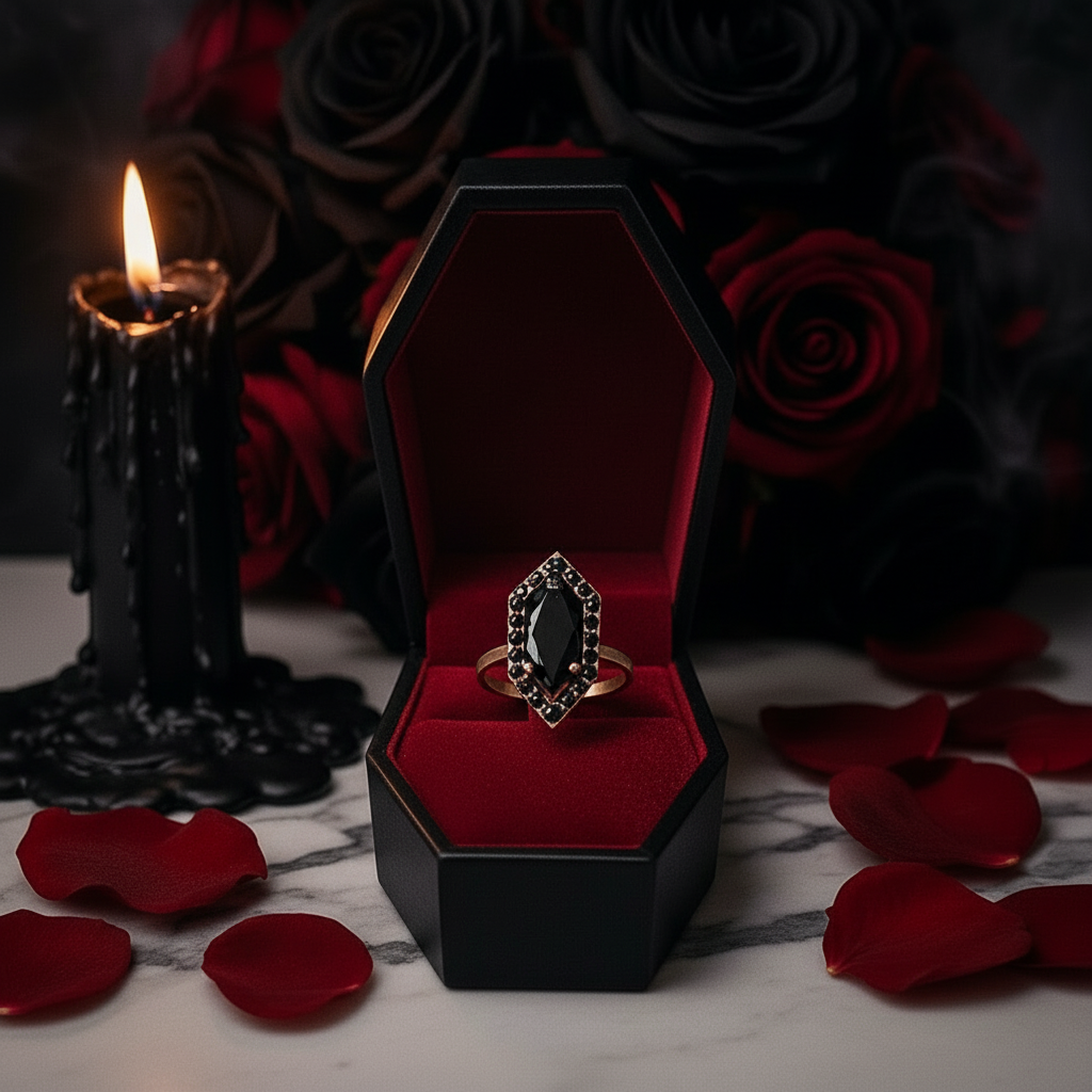 Fate- 1 Carat Black Diamond Option Victorian Gothic Ring-Black Diamonds New York