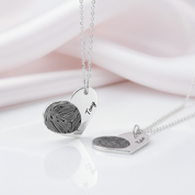 Fingerprint Heart Shape Necklace-Black Diamonds New York
