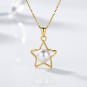 Five-pointed Star with Freshwater Pearl Necklace-Black Diamonds New York