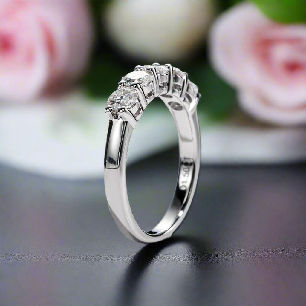 Five Stone 4mm Round Cut Diamond Wedding Band-Black Diamonds New York