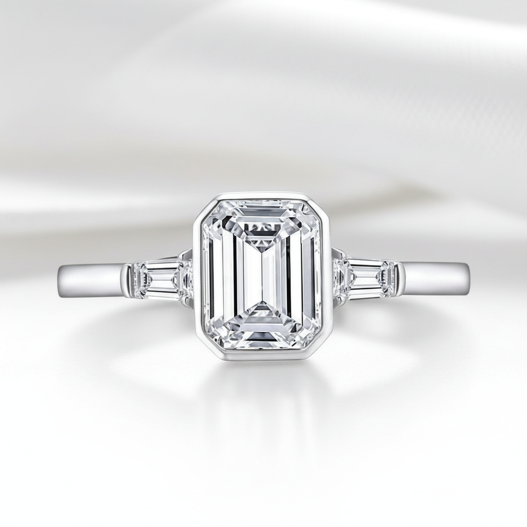 1.5ct Emerald Cut Diamond Option Engagement Ring-Black Diamonds New York