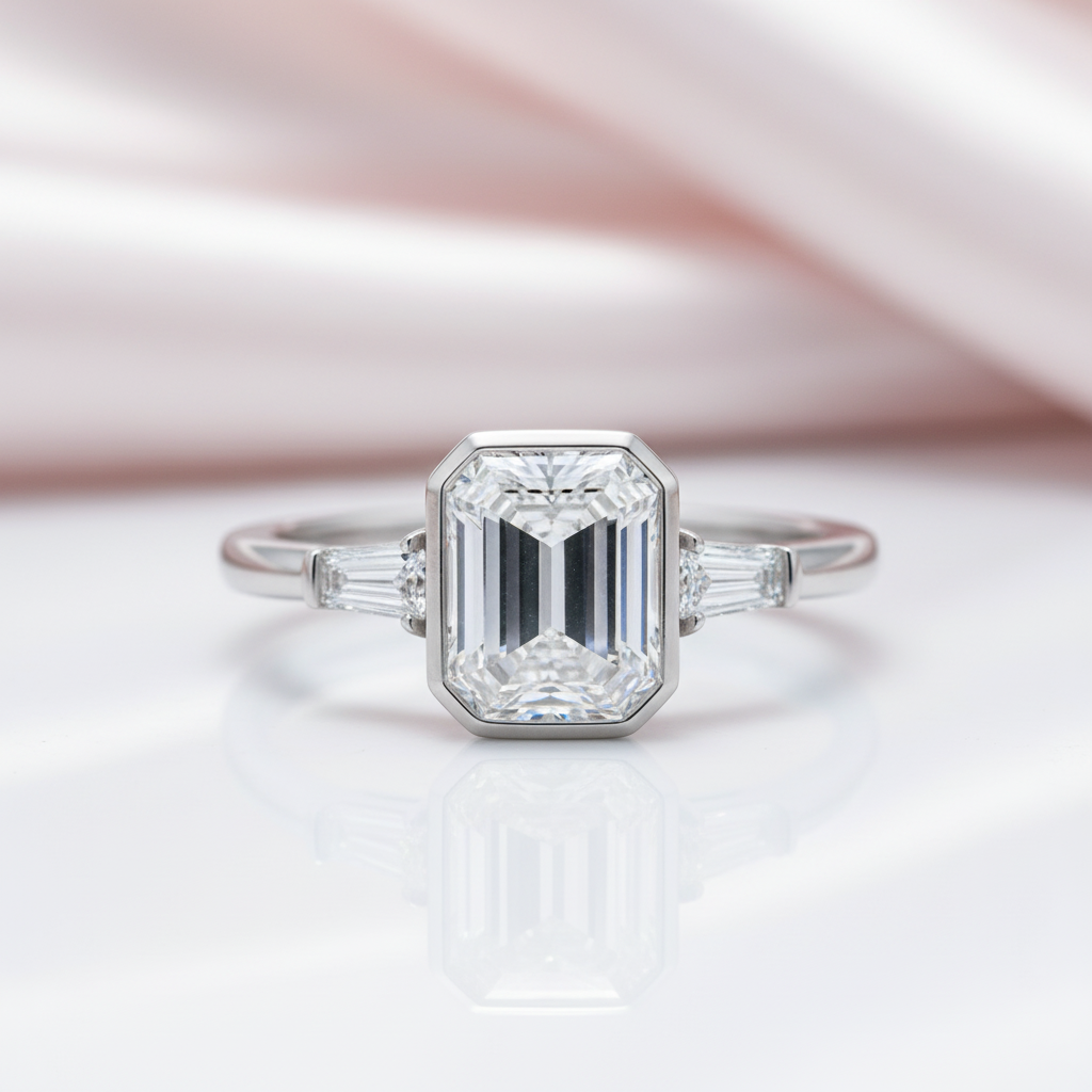 1.5ct Emerald Cut Diamond Option Engagement Ring-Black Diamonds New York