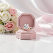 3.0ct Cushion Cut Rose Gold Clear Simulated Sapphire Wedding Ring Set-Black Diamonds New York